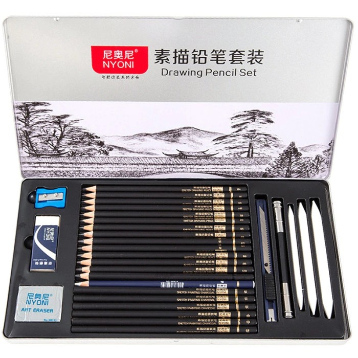 

Terlaris Nyoni Sketch Pencil Set Beginner Sketch Set 29 Piece Set Professional