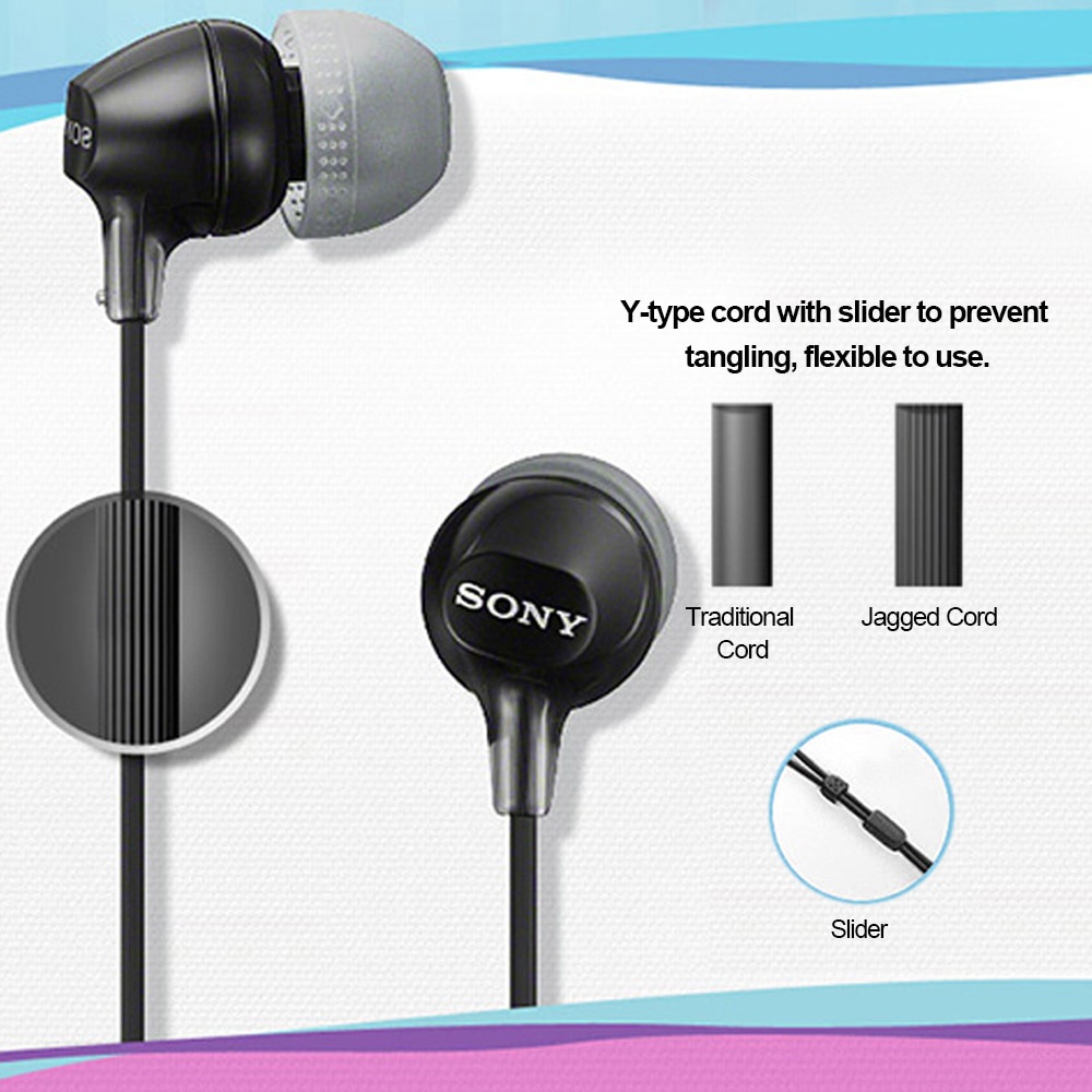 Sony 3.5mm Wired Headset Sport Earbuds EX15AP Earphone Stereo