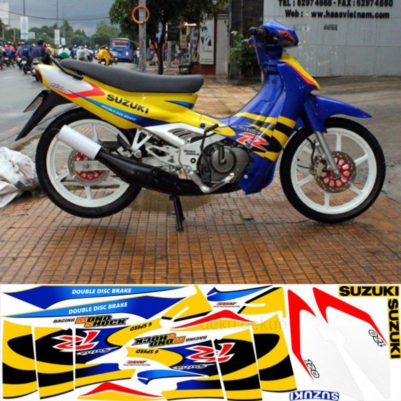 striping satria r lumba biru kuning