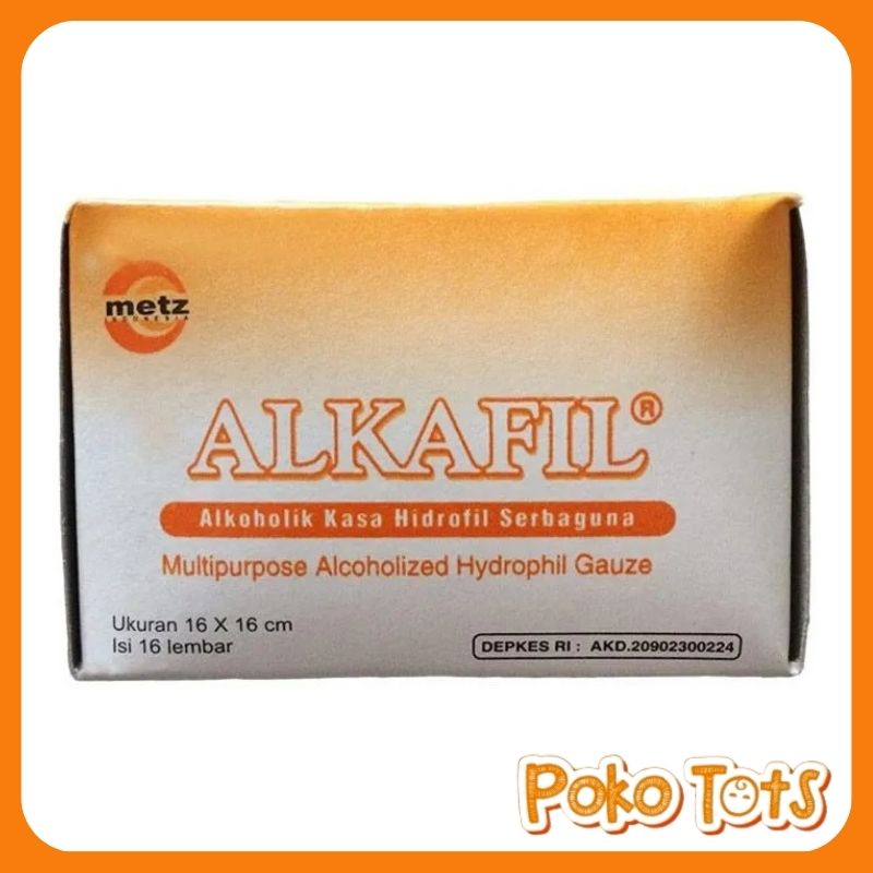 Alkafil Alkoholik 16s Kasa Hidrofil Serbaguna Isi 16 Lembar u/ Tali Pusar Pusat bayi/ Sterilisasi