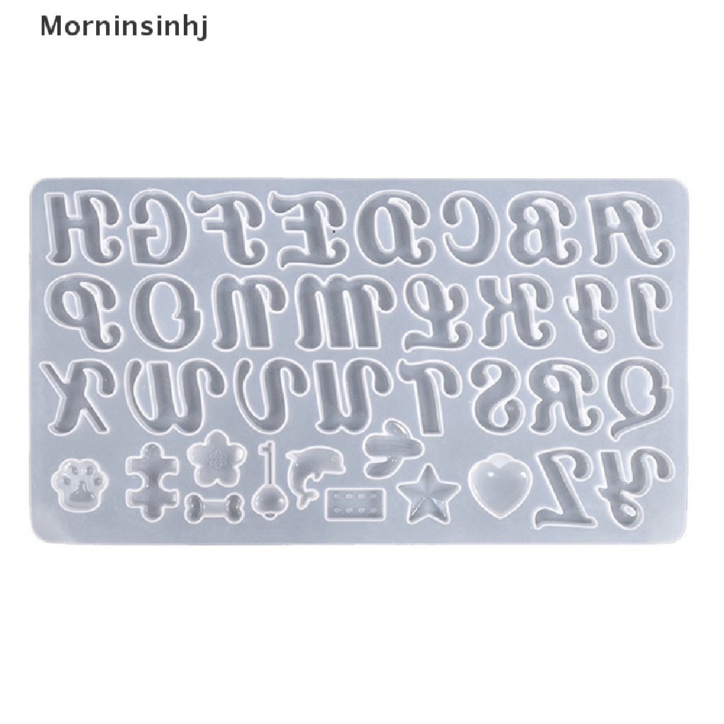 Mornin Cetakan Resin Alfabet Cetakan Silikon Silicone Sign Alphabet Epoxy Casg Mold DIY Letter &amp; Ornament Resin Keychain Molds id