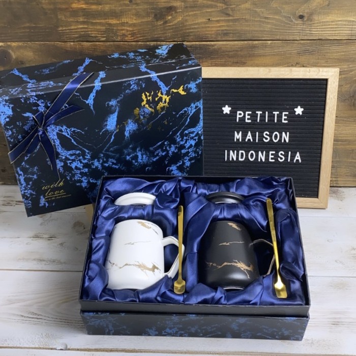 

(COD) Classic Marble Mug Couple set / paket hadiah hampers souvenir marmer