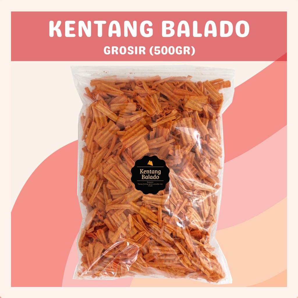 [DELISH SNACKS] Keripik Kentang Balado (Grosir) 500gr / Snack Cemilan Kilo Kiloan / Camilan Pedas