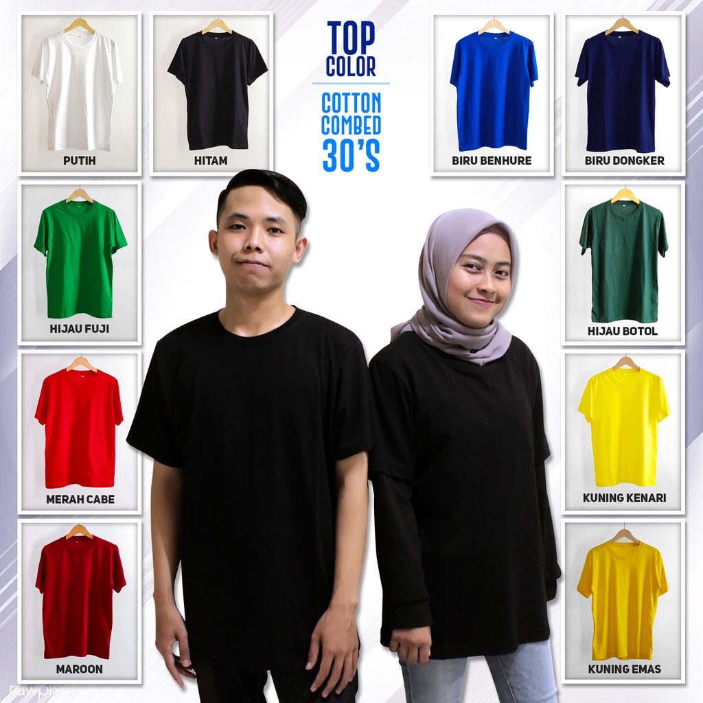 Kaospolosjaya / Kaos polos pria &amp; wanita O-neck Combed 30s / Kaos Premium / Size S-XXL KATALOG A