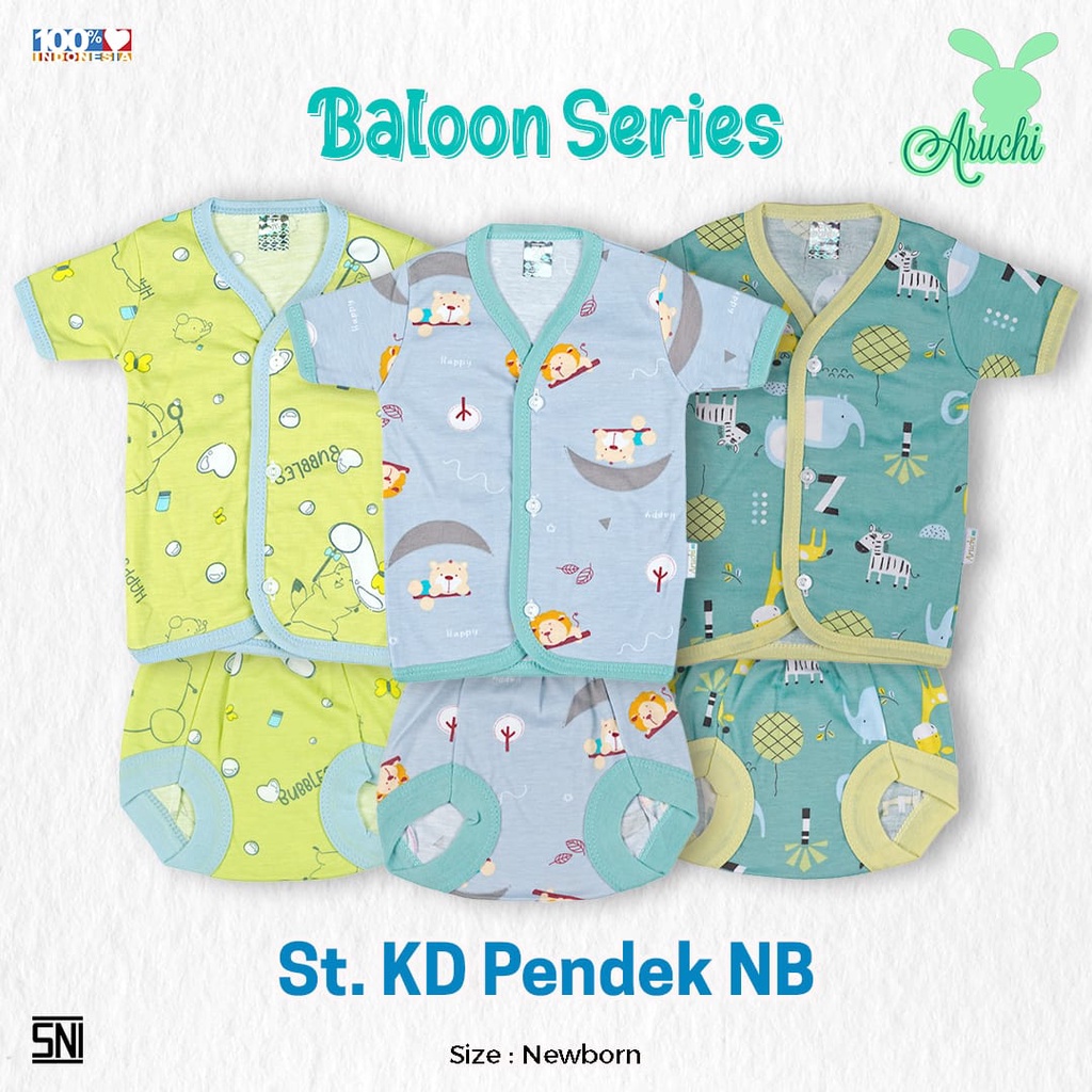 ARUCHI setelan PIYAMA anak PENDEK NEWBORN HANAMI / BALOON / AECHA / BUNNY / TIGER / HIPPO / KITTY / KUMA / LOVEBIRD / CLOUD / HUNTER SERIES baju anak / baju bayi