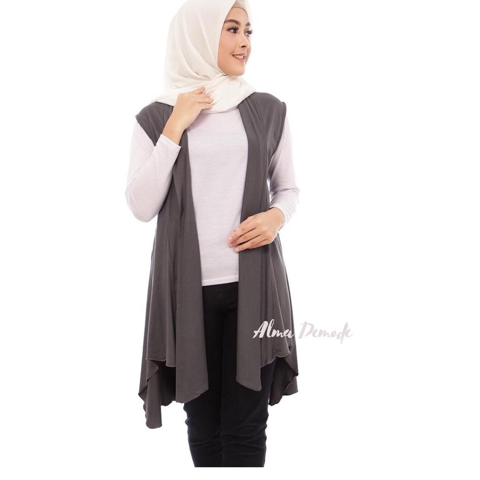 STOK TERBARU Rompi Cardigan Wanita Saskia, Kardigan tanpa lengan, Outer Muslimah