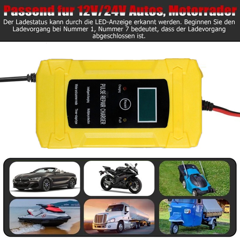 Alat Cas Aki 6A 12V Motor Mobil Portable Accu Battery Charger LCD Wojia