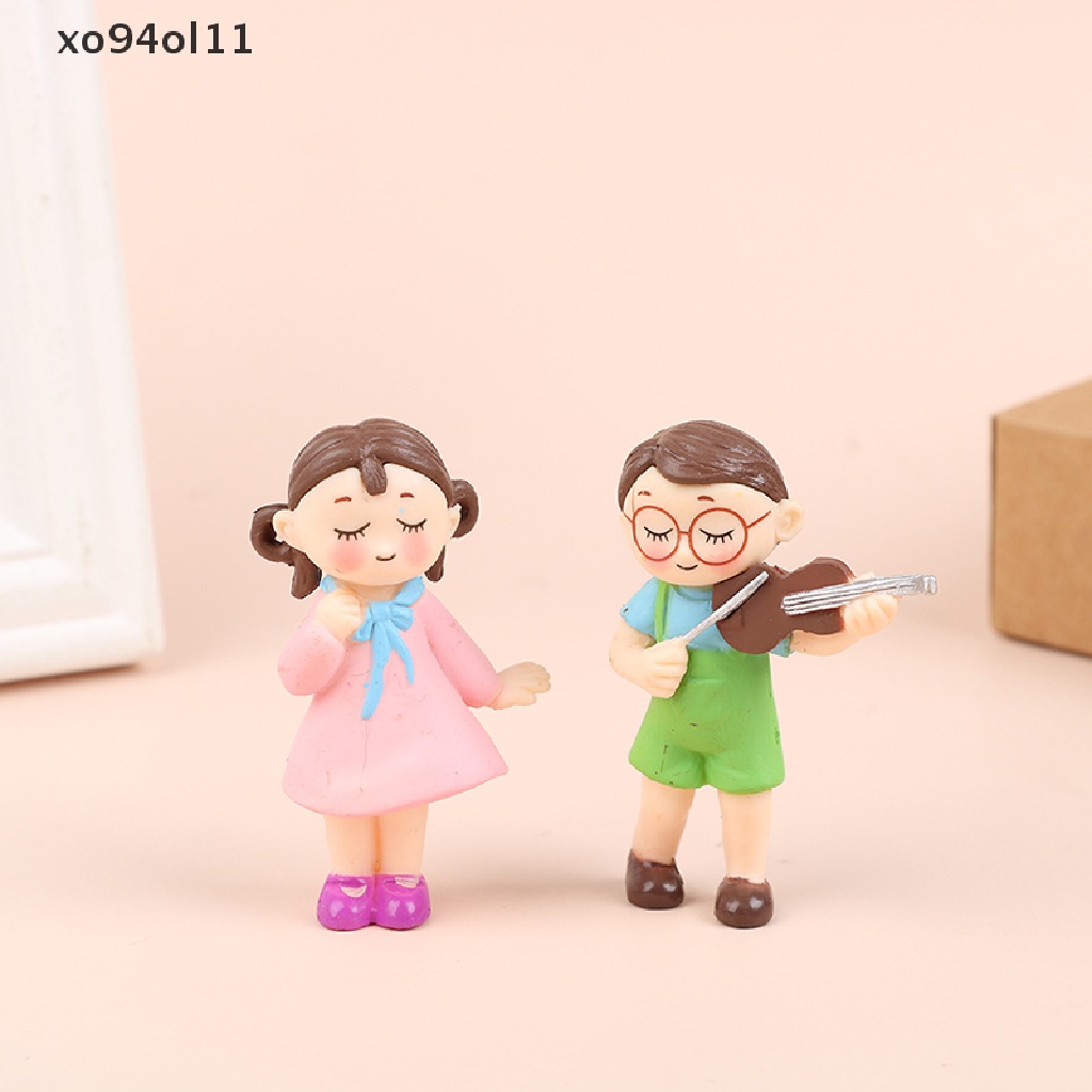 Xo Ornamen Miniatur Kreatif Cowok Cewek Biola Sweety Lovers Patung Pasangan OL