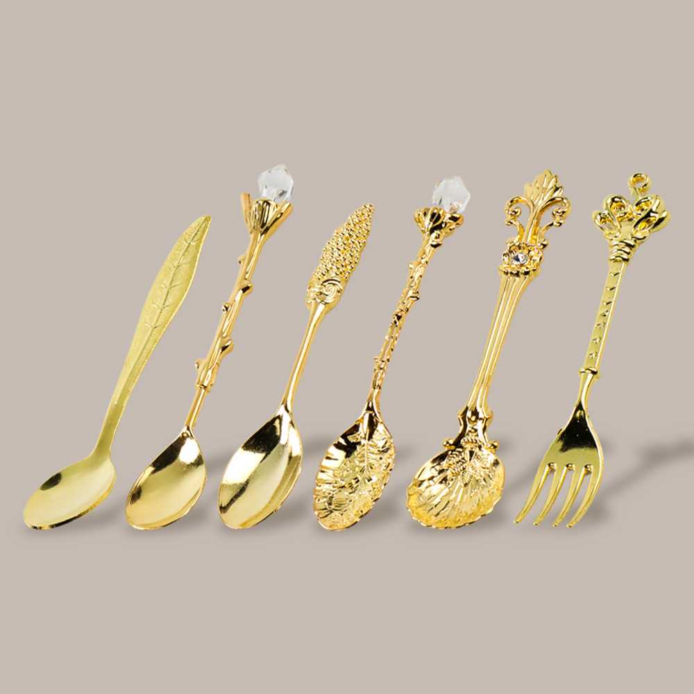 (BISA COD) FTIHSHP JYC Set Sendok Garpu Teh Vintage Teaspoon Fork Royal Style - LTA057