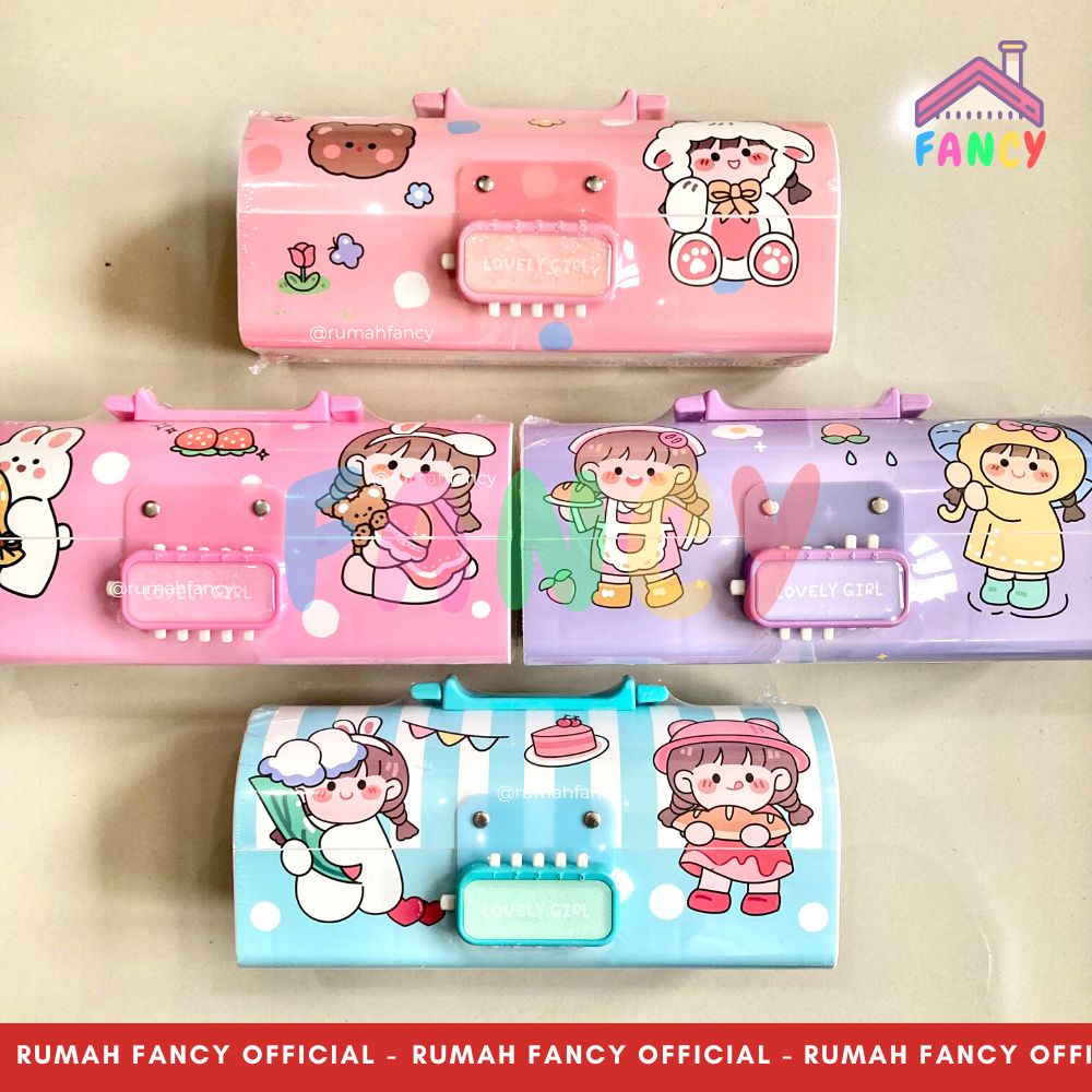 

Terlaris ✨ -[FREE BUBBLE + DUS] Tempat Pensil Kotak Pensil Susun motif karakter Girl / Animal Kunci Kode Model Tas TABUNG- 2.2.23