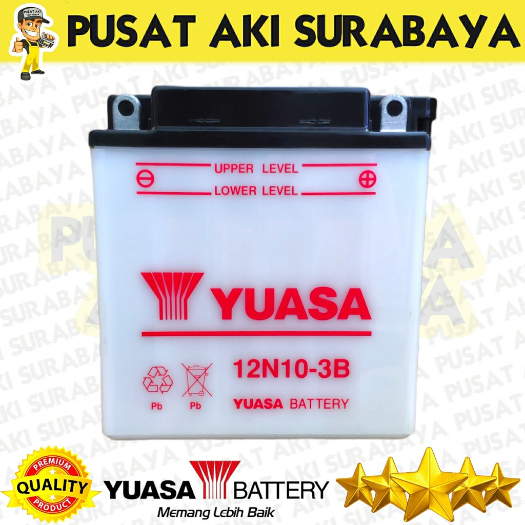 ASLI ORIGINAL ACCU BASAH YUASA 12N10-3B 12V 10AH THUNDER VIAR KAISAR GENSET VESPA EMERGENCY LAMP