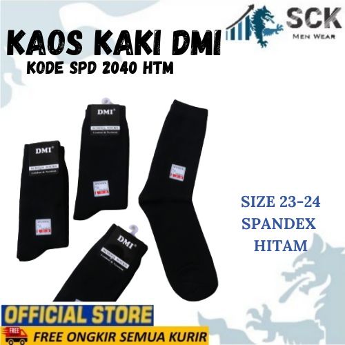 Kaos Kaki Sekolah Panjang DMI 2040 Polos Hitam / Kaos Kaki SMA SMP DMI 2040 Premium