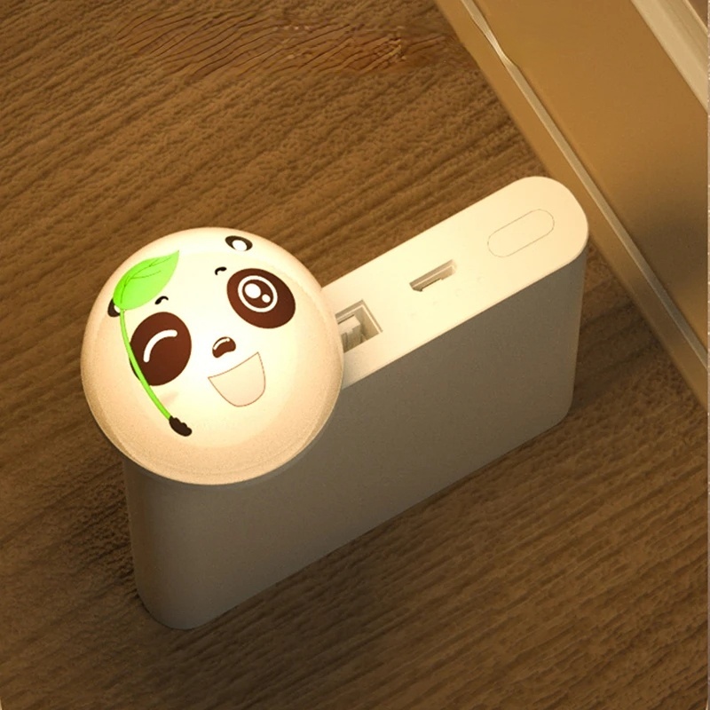 Kamar Tidur Lucu Mini Smart Voice LED Night Light Multi-Fungsi USB Charging Lamp Ekspresi Kartun Panda Pelindung Mata Membaca Lampu Hias