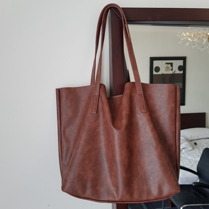 Totte Bag Kulit Coklat Brown (Lucia by Mosca) tas kuliah G6F3 good quality populer multifungsi awet 