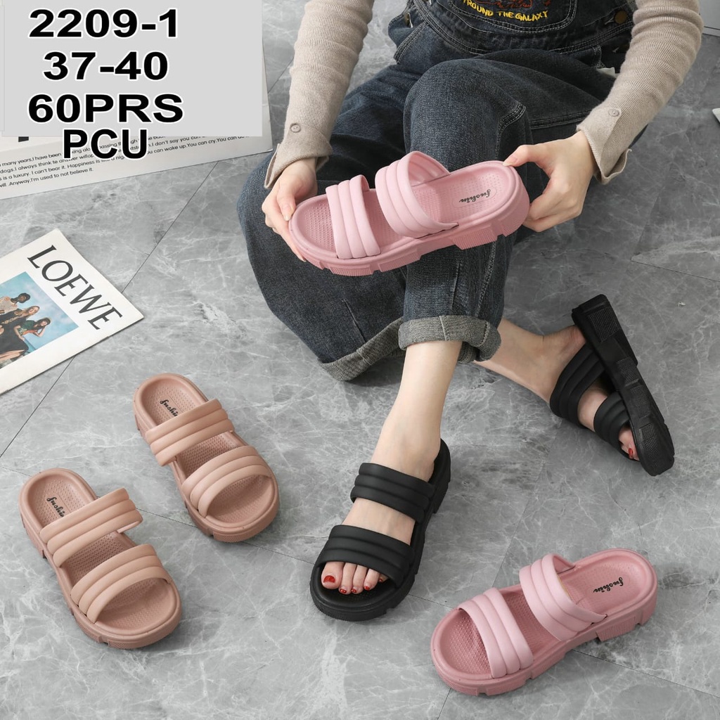 Sandal Wanita Rubber Import Silang Ring &amp; Ban 2 Bantal Sol Tebal Winola Collection WNL 2209-3/2209-1