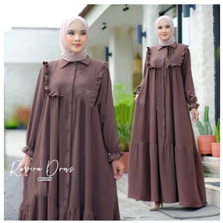 RABIRA DRESS IK BAHAN CRINKLE KANCING HIDUP(BUSUI) Gamis Dewasa Murah Meriah Promo Dress Maxy Terbar