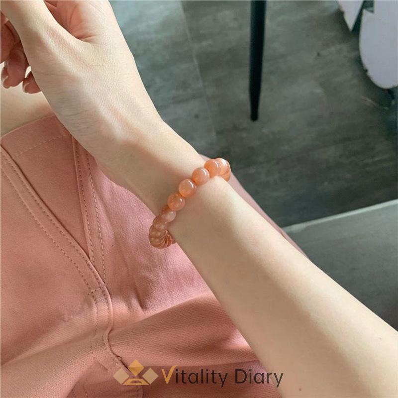 【COD❤️】Gelang Kristal Strawberry Bentuk Bulat Warna Pink Untuk Wanita-VDY