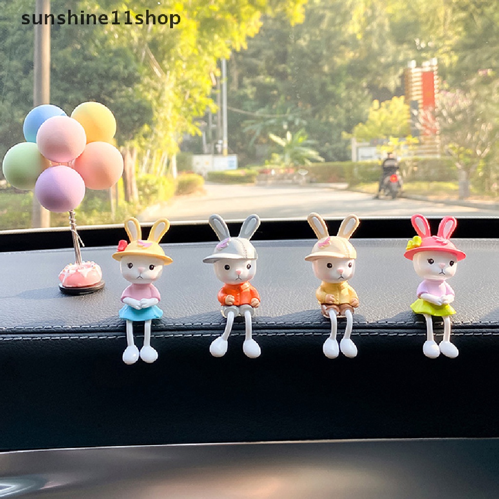 Sho 4Pcs/Set Kaki Gantung Kecil Kelinci Dekorasi Interior Mobil Tabletop Ornament N