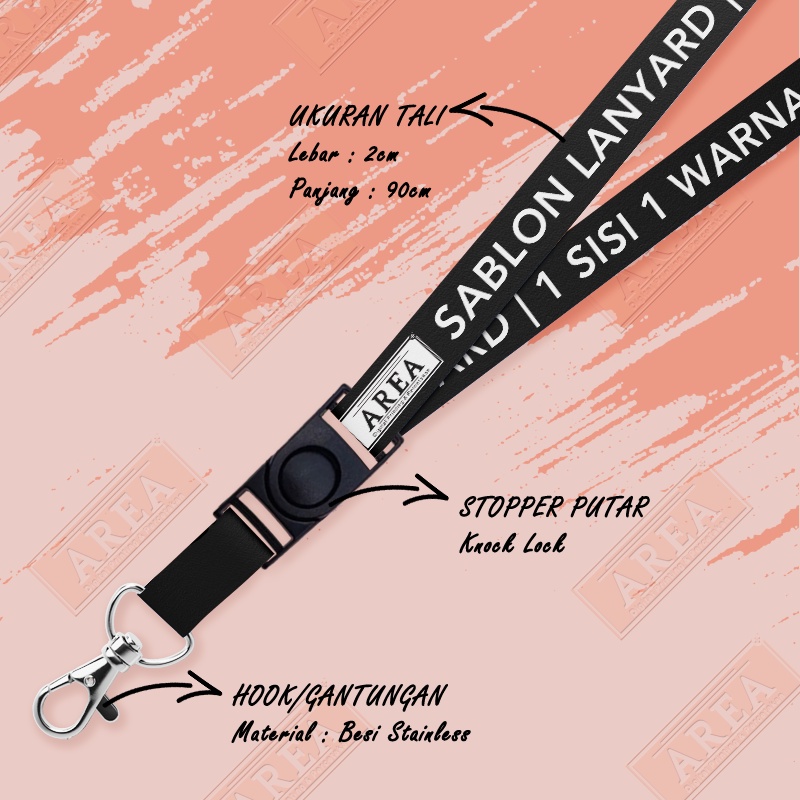 

lanyard Sablon 1 Warna 1 Sisi Custome/Lanyard Hitam Sablon Custome