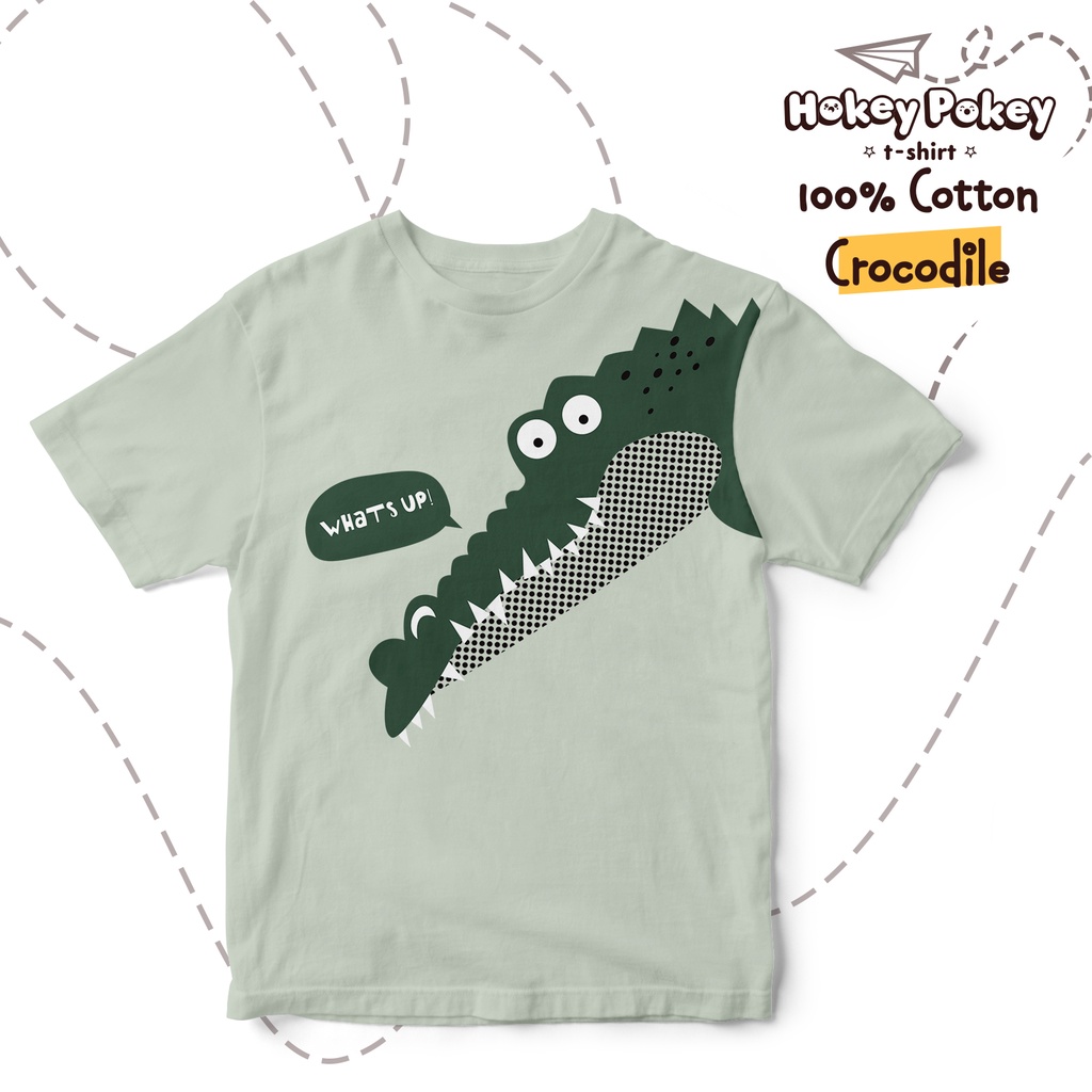 Baju Kaos T Shirt Anak Laki Laki Katun Combed Motif Crocodile