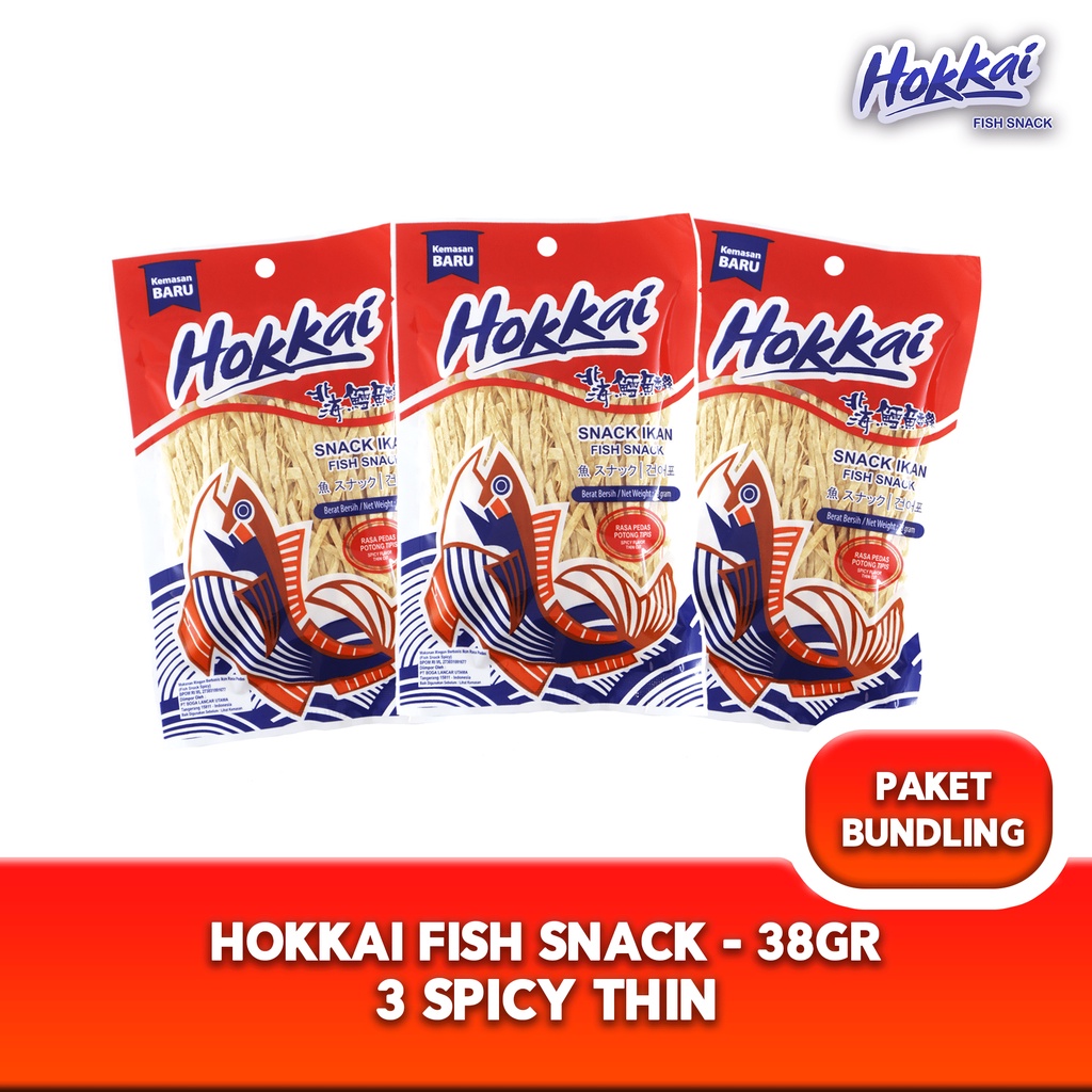 

Hokkai Fish Snack Bundling 3 Spicy Thin 38 Gram