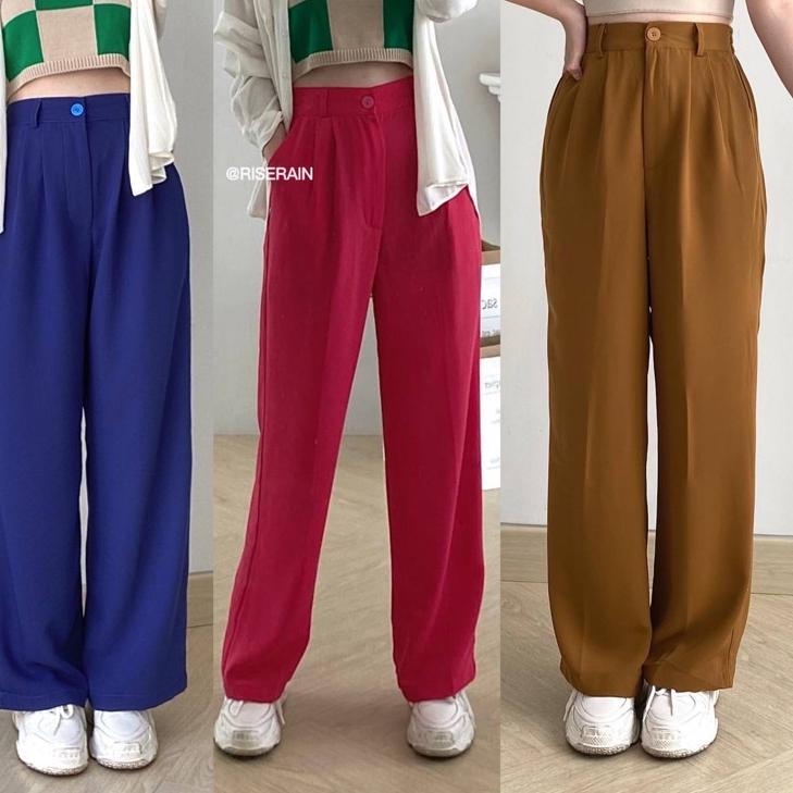 Model baru -  (Kancing) Serin kulot loose pants - celana panjang jumbo bigsize anti kusut culotte ke