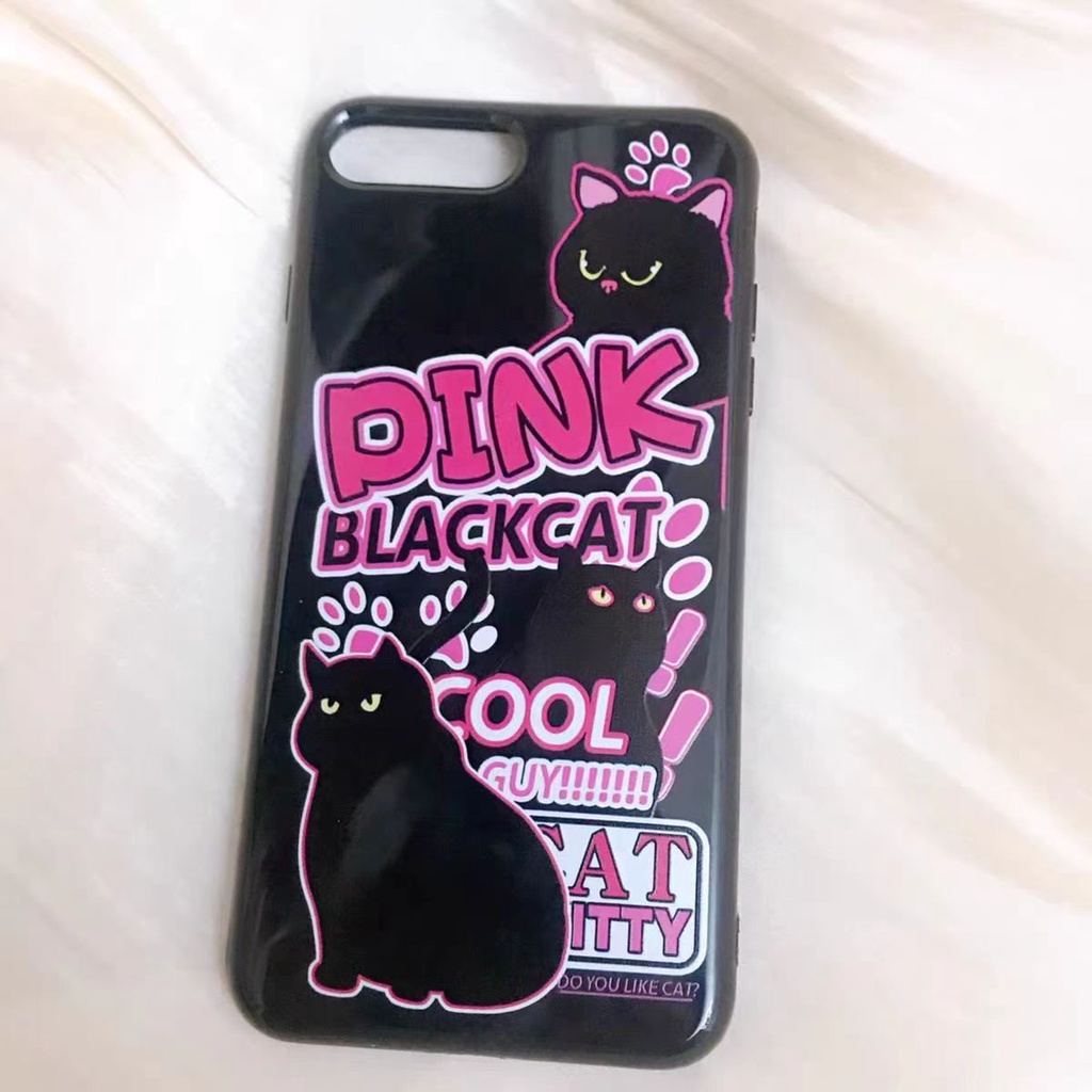IPHONE Ins Pola Kucing Hitam Cocok Untuk Iphone14 14pro 14plus 13 13mini 13pro 13prm iPhone12 7Plus 8Plus Xr XS 13 12mini Pro Max Empat Sudut Casing Ponsel Tahan Guncangan