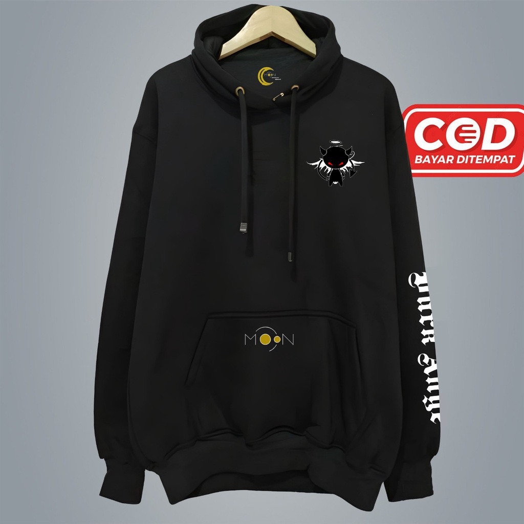 Hoodie pria distro aesthetic Hitam Full Motif Sweater hoodie pria distro murah Jaket hoodie pria distro keren Sweater cowok dewasa