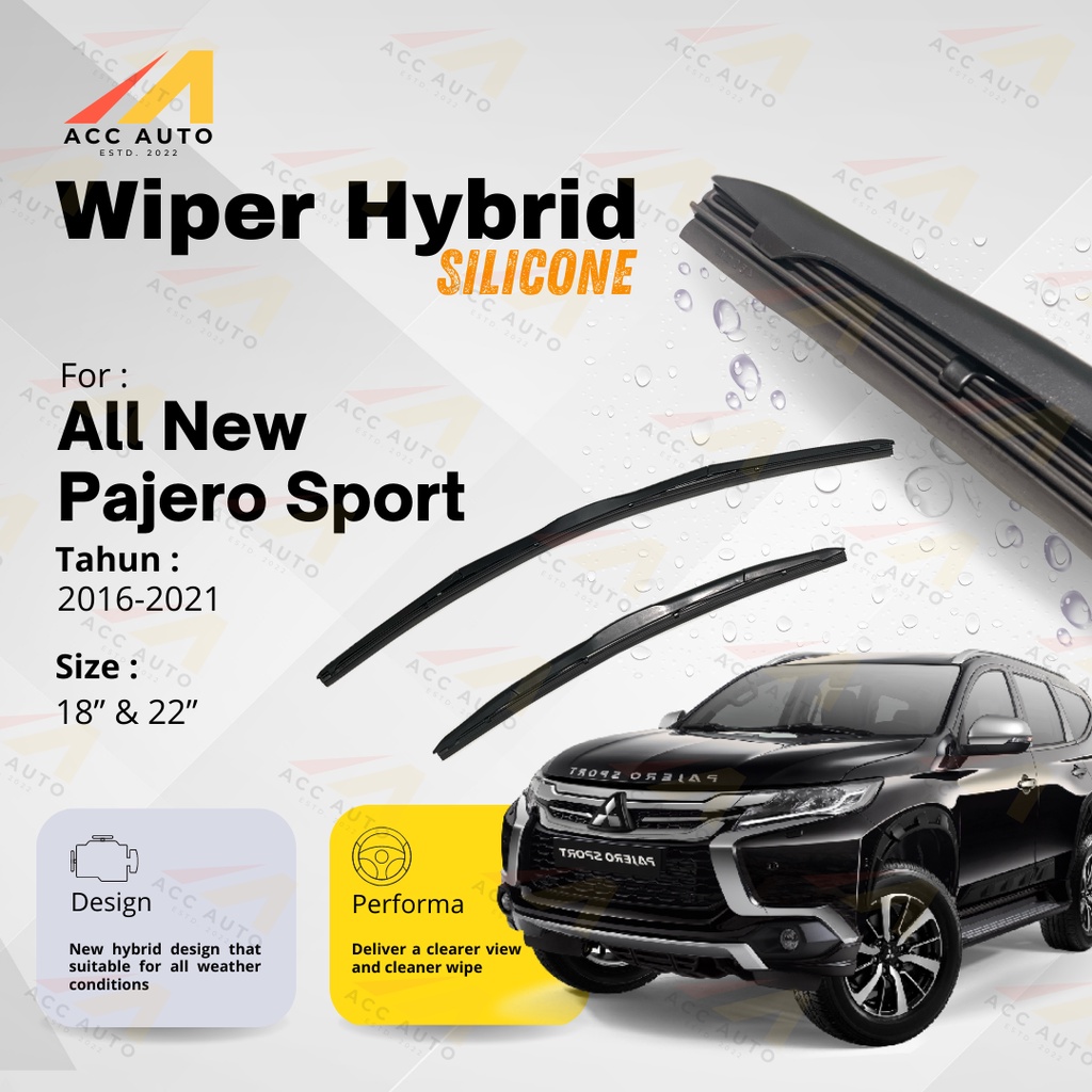 Wiper Frameless Mobil Mitsubishi Pajero Sport Karet Kaca Silicon Hybrid / Kipas Kaca