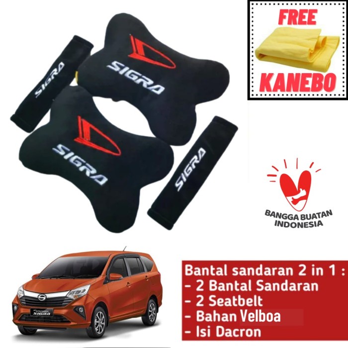 Bantal Leher AYLA Sandaran Kepala Jok Mobil Headrest dan Seat Belt