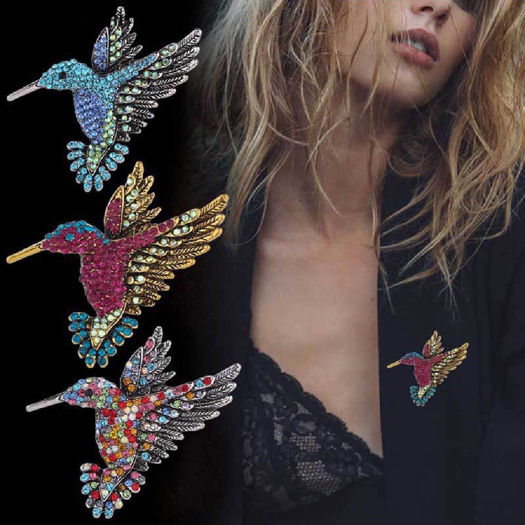 Mornin Bros Hummingbird Berlian Imitasi Untuk Wanita Perhiasan Gaya Burung Lucu Brooch Pin id