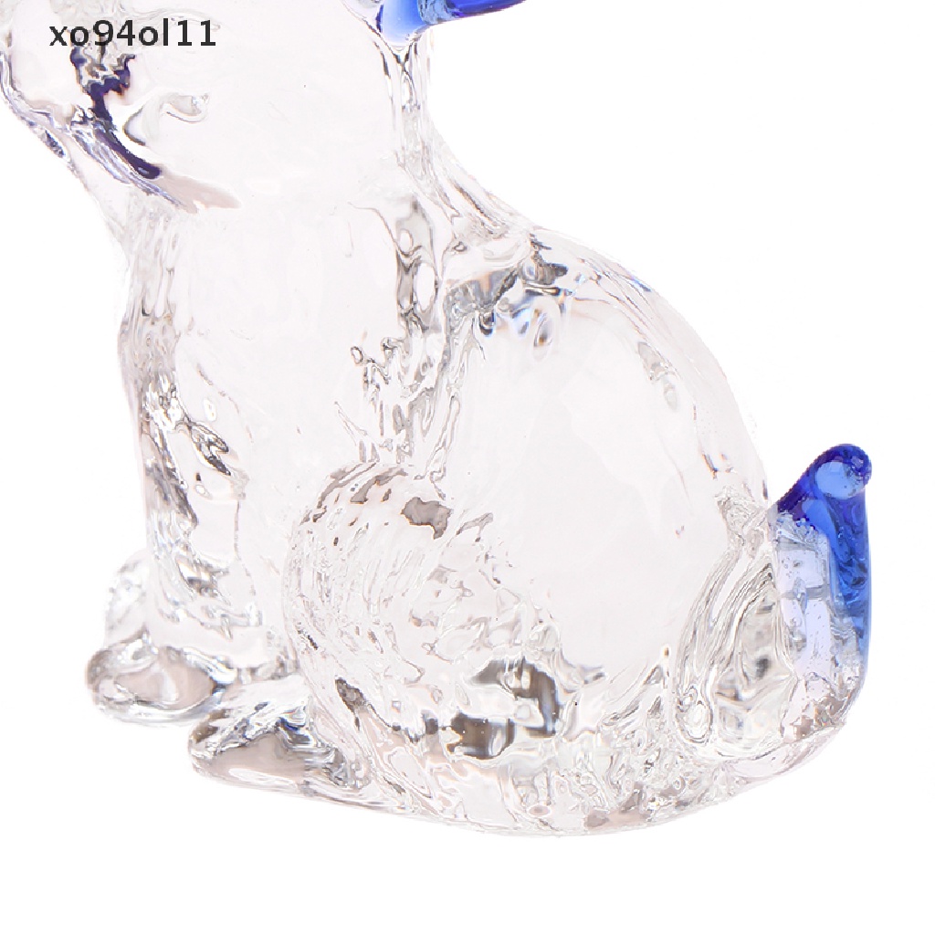 Xo Patung Kelinci Kaca Animal Bunny Patung Kristal Ornamen Miniatur Taman OL