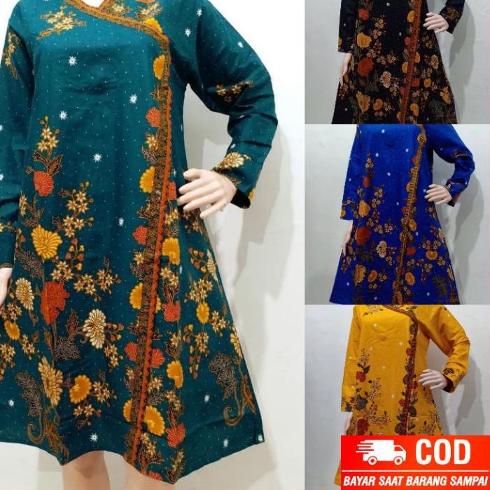 Cod - BAJU BATIK WANITA | TUNIK BATIK | SELLER | JUMBO LD 120 CM | BATIK WANITA | TUNIK ELEGAN | TUN