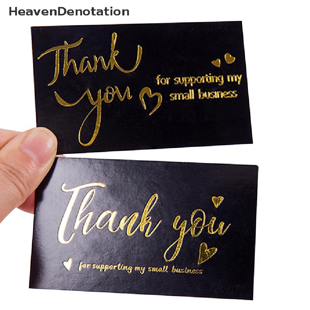 [HeavenDenotation] 50pcs Hitam Terima Kasih Untuk Pesanan Anda Kartu Nama Gift Business Greeg Card HDV