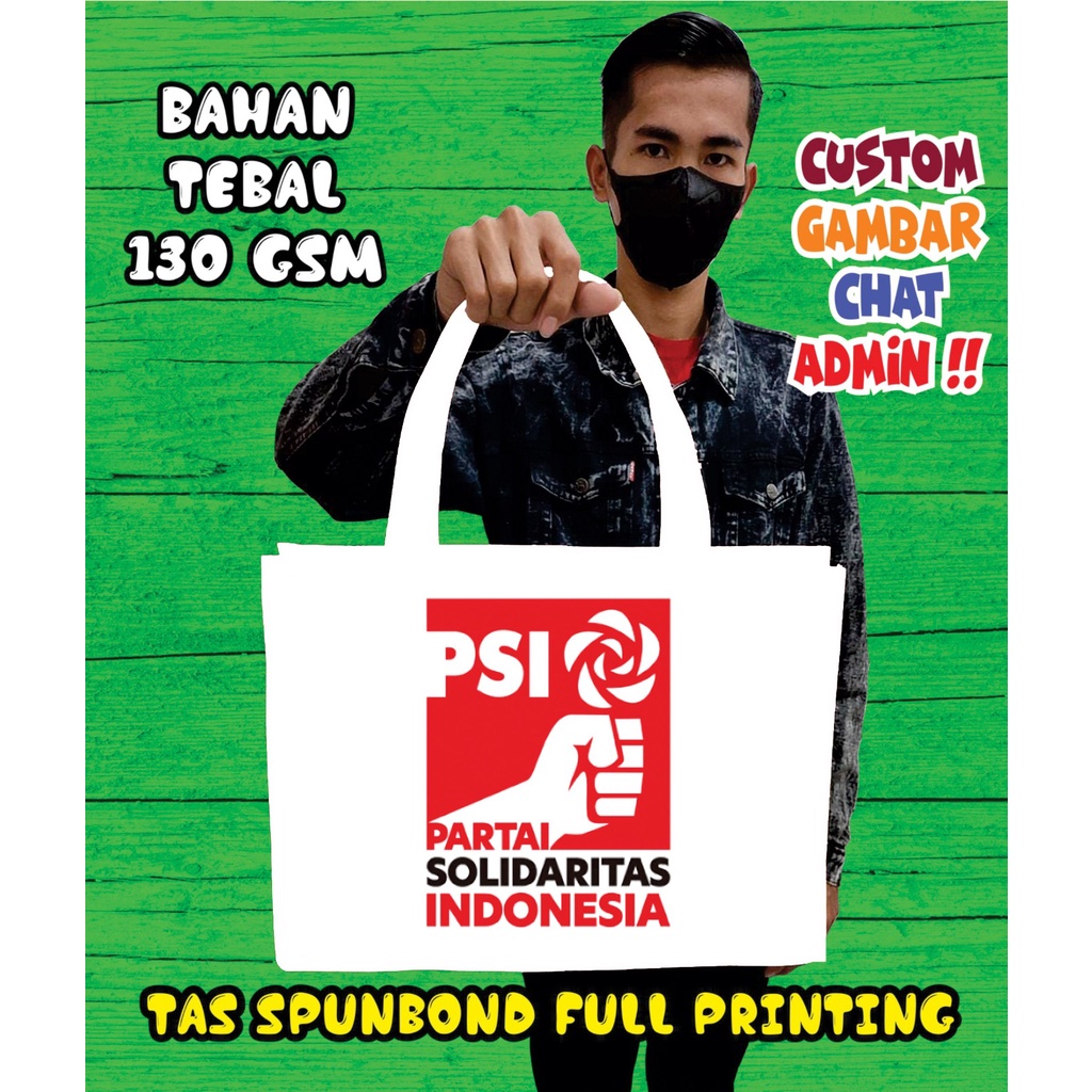 

Tas Tote Bag Partai PSI/Tas Spundbond Tebal Desain PSI/Goodie Bag Spundbond PARTAI PSI/Souvenir PARTAI PSI/Tas Spundbond Custom