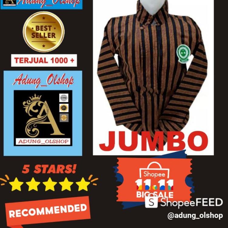 HARGA BERSAHABAT Surjan Lurik Jumbo Baju Adat Jawa Atasan Pria