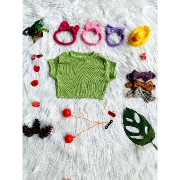 Kaos Anak Perempuan CROP Tee Ruffle Knit Rib | Baju ATASAN Anak Cewek Bahan Knit Rib Halus Dan Lembut | Baju Pakaian Anak Cewek