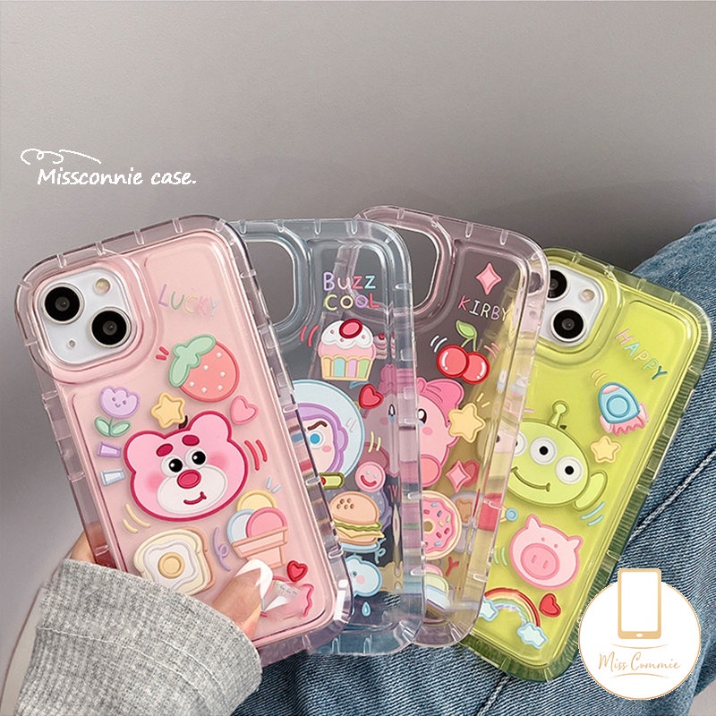 Kartun Kirby Cherry Candy Airbag Casing Realme C53 C55 C30 7i C17 9i C21Y C15 C12 C25 C11 C25s C35 5 C33 C25Y 6i 5i 5s C3 C20A C20 Cute Strawberry Bear Manyo Shockproof Soft Cover