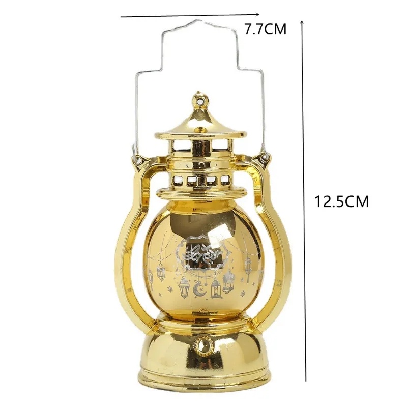 Retro Eid Decorative LED Electronic Lantern / Exquisite Ramadan Pattern Glowing Night Light / Home Muslim Festive Background Layout Hanging Lamp