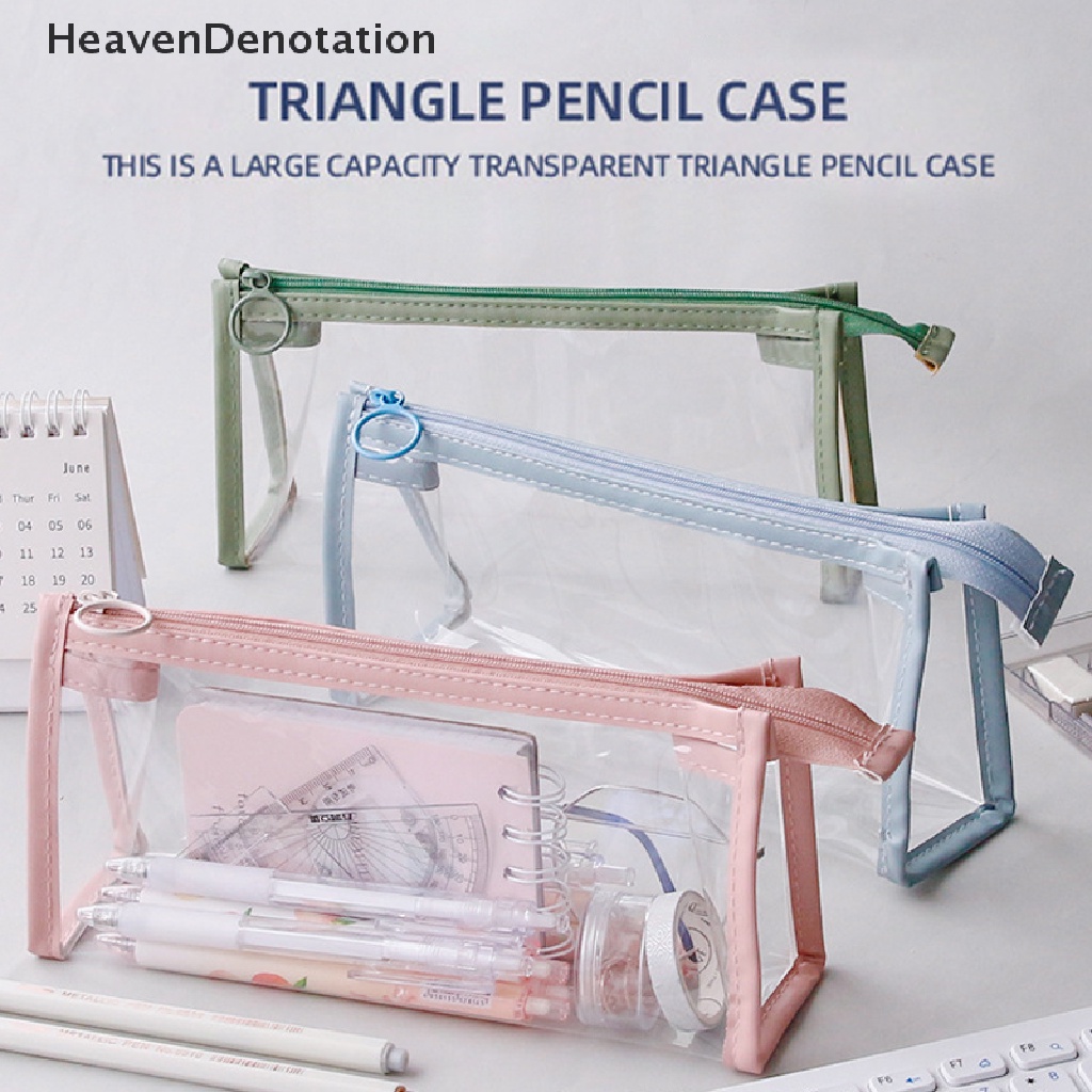 [HeavenDenotation] Pvc Transparan Pencil Case Kawaii Tas Pensil Tahan Air Untuk Siswa Alat Tulis Perlengkapan Sekolah Portable Pen Pencil Pouch Bag HDV