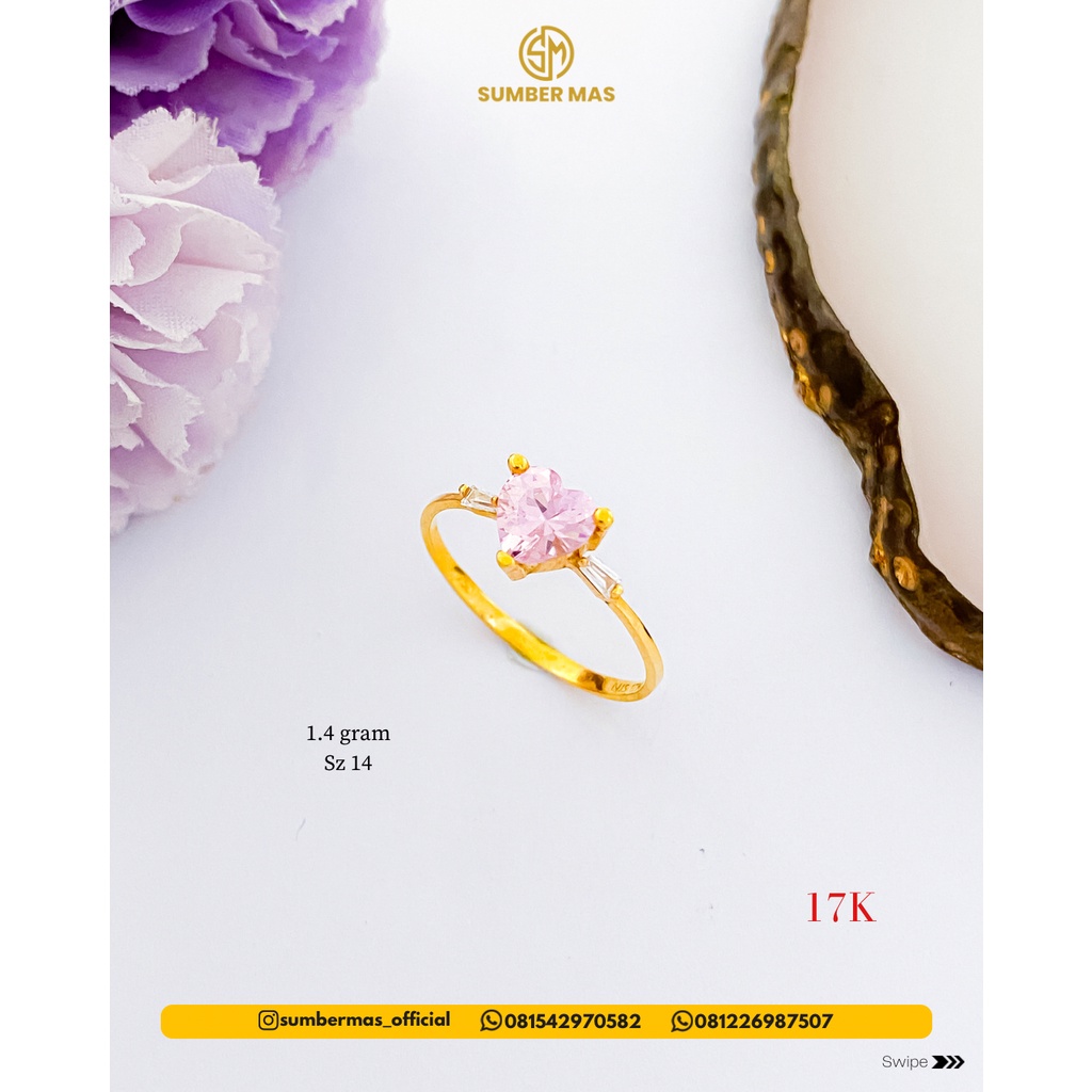 PINK SAKURA &amp; DIAMOND LOOK SERIES RINGS 17K - SUMBER MAS