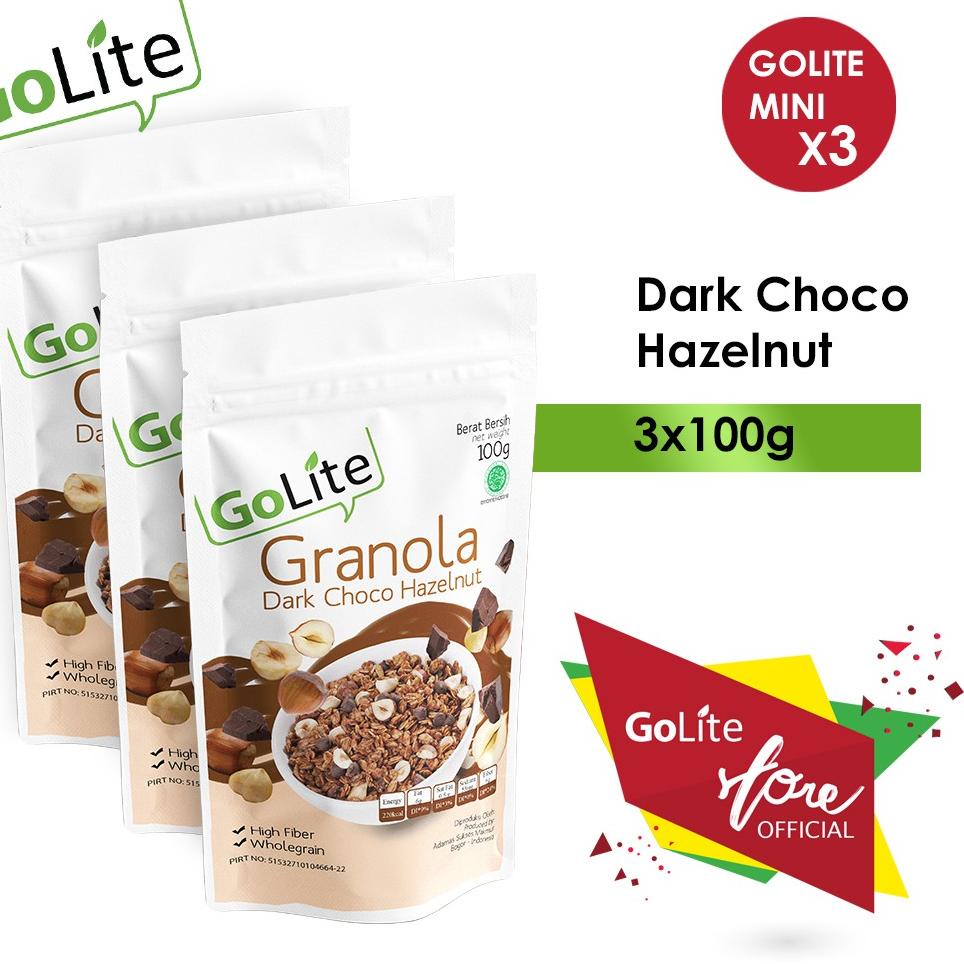 

➢ Granola GoLite Dark Choco Hazelnut Toasted Muesli 100g (Triple Pack) ❂