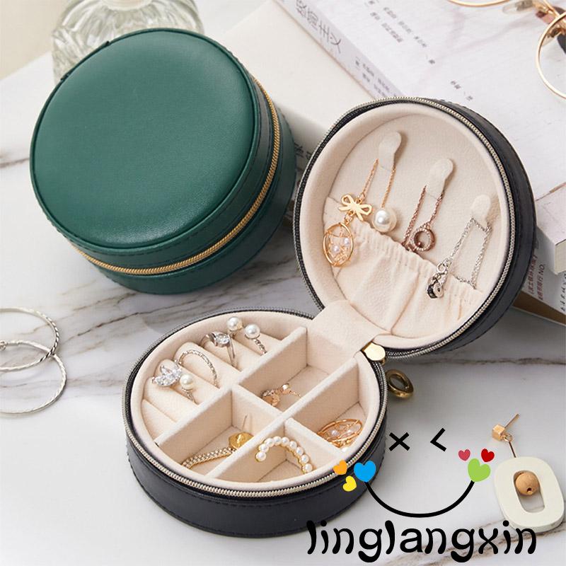 Llx-kotak Penyimpanan Bulat Kotak Perhiasan Desktop Rumah Tangga Kapasitas Besar Untuk Kalung Anting