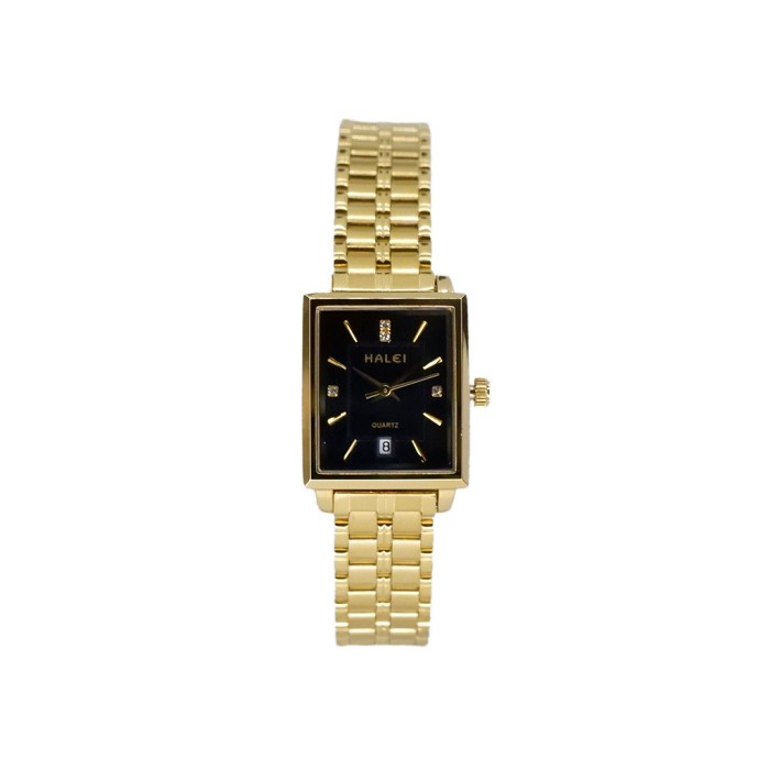 Jam Tangan Analog Wanita Haleiwatch Tanggal Mewah Gold Anti Karat 584L