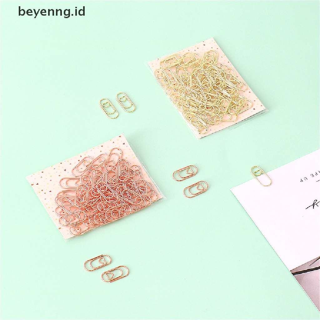 Beyen 50pcs / bag the mini heart gold rose gold Color Clip Bookmark Metal paper Clips ID