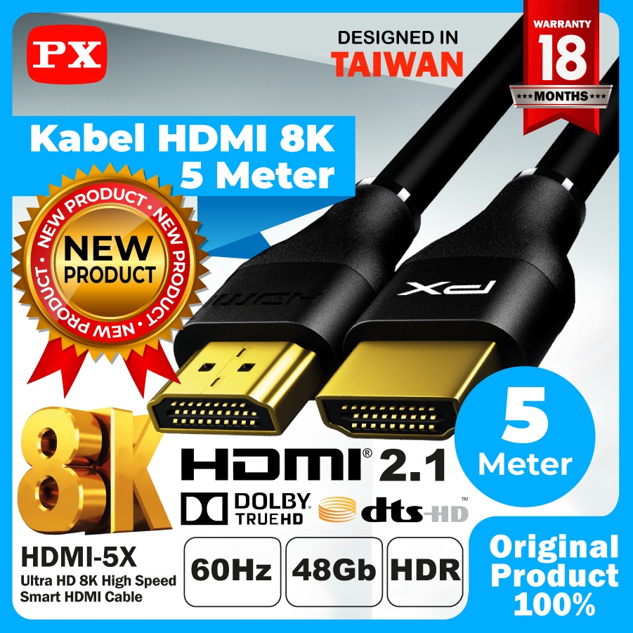 Kabel HDMI 2.1 8K UHD HDR eARC High Speed Quality 5M PX HDMI-5X