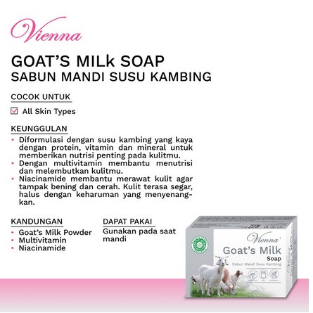 VIENNA GOATS MILK SOAP 90GR - SABUN MANDI BATANG SUSU KAMBING 90GR ORI