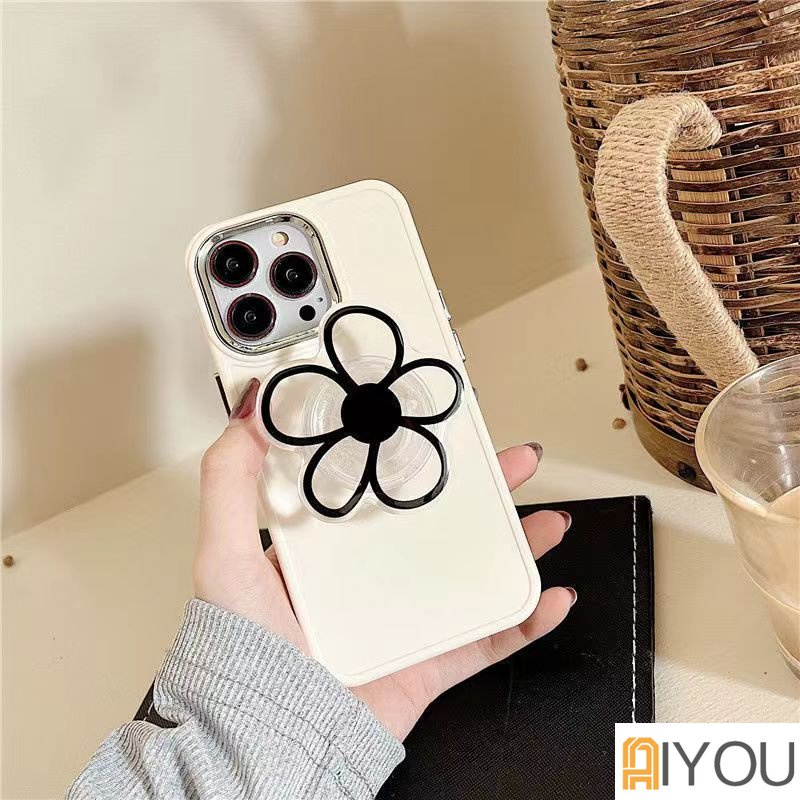 Flowers Casing Ponsel Untuk IPhone 14 Pro Max12 11 Pro Max13X XS XR 7 8 Plus SE 2020 Lembut TPU Bening Shockproof Cover Dengan Bracket