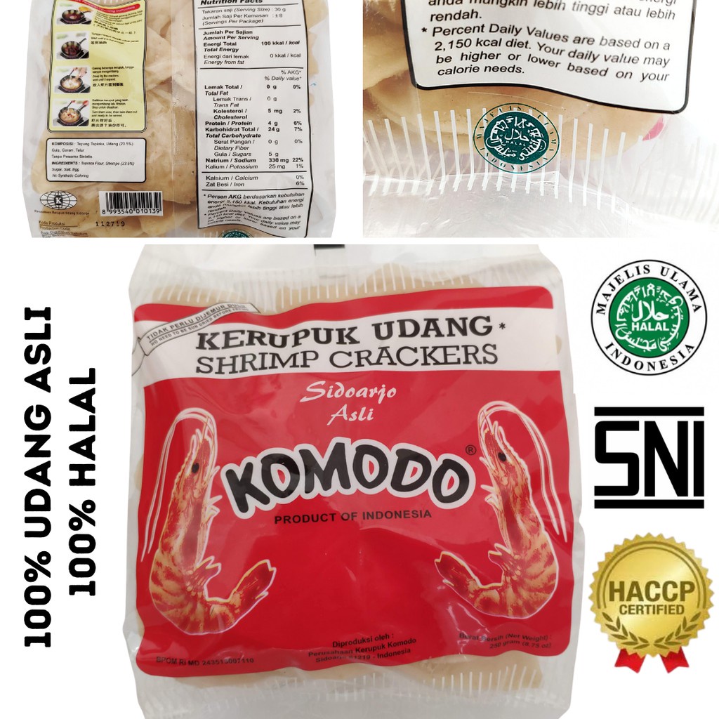 [HALAL MUI] KERUPUK UDANG KOMODO MERAH KC 4X6CM 250GR | KRUPUK UDANG