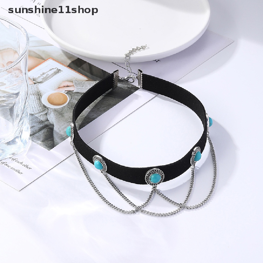 Sho Vintage Hitam Beludru Choker Kalung Gothic Berlapis Emas Kalung Untuk Wanita Gadis Perhiasan Hadiah N